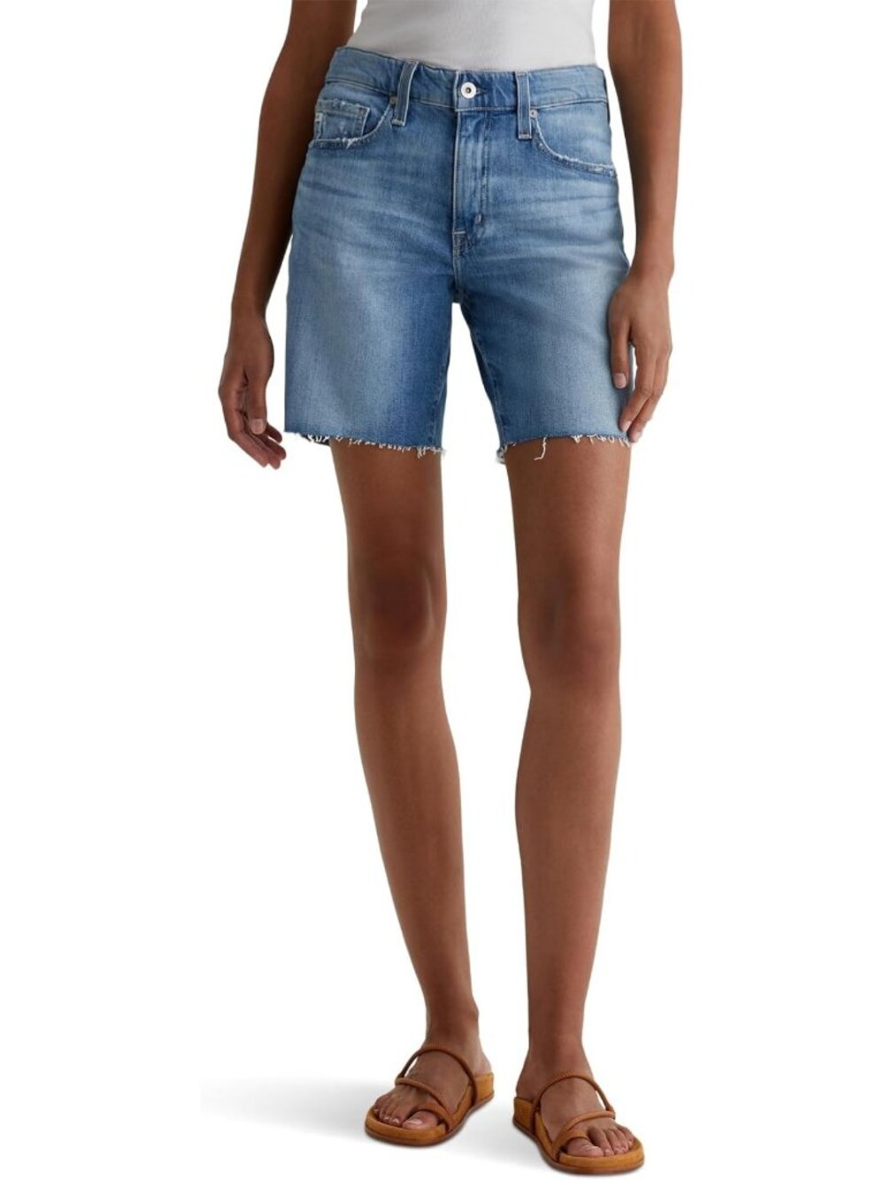 Mid-Rise Slouchy Denim Shorts for Women | Casual Summer Style, Distressed Look